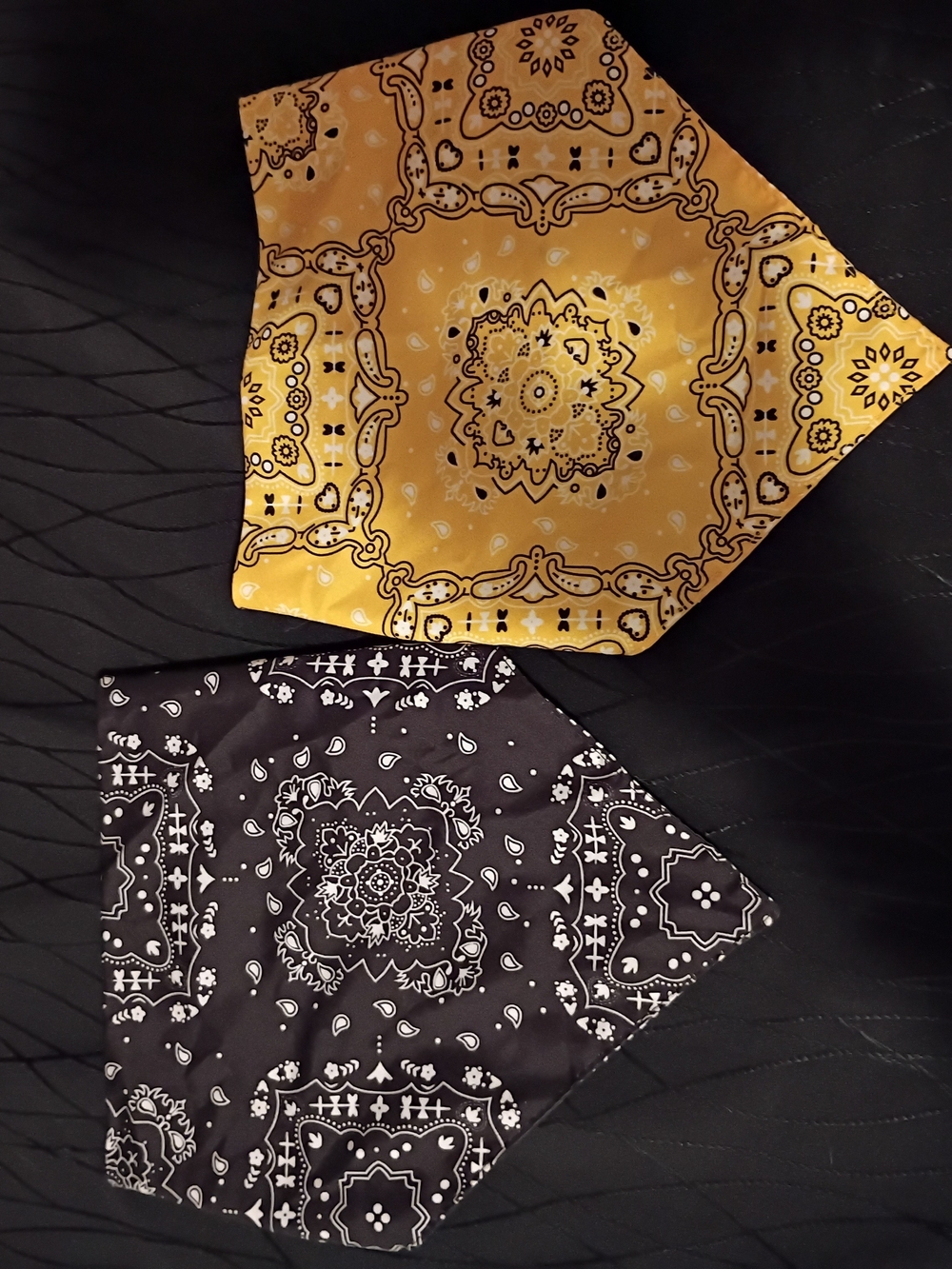 Dog Reversible Bandana - Yellow & Black Paisley